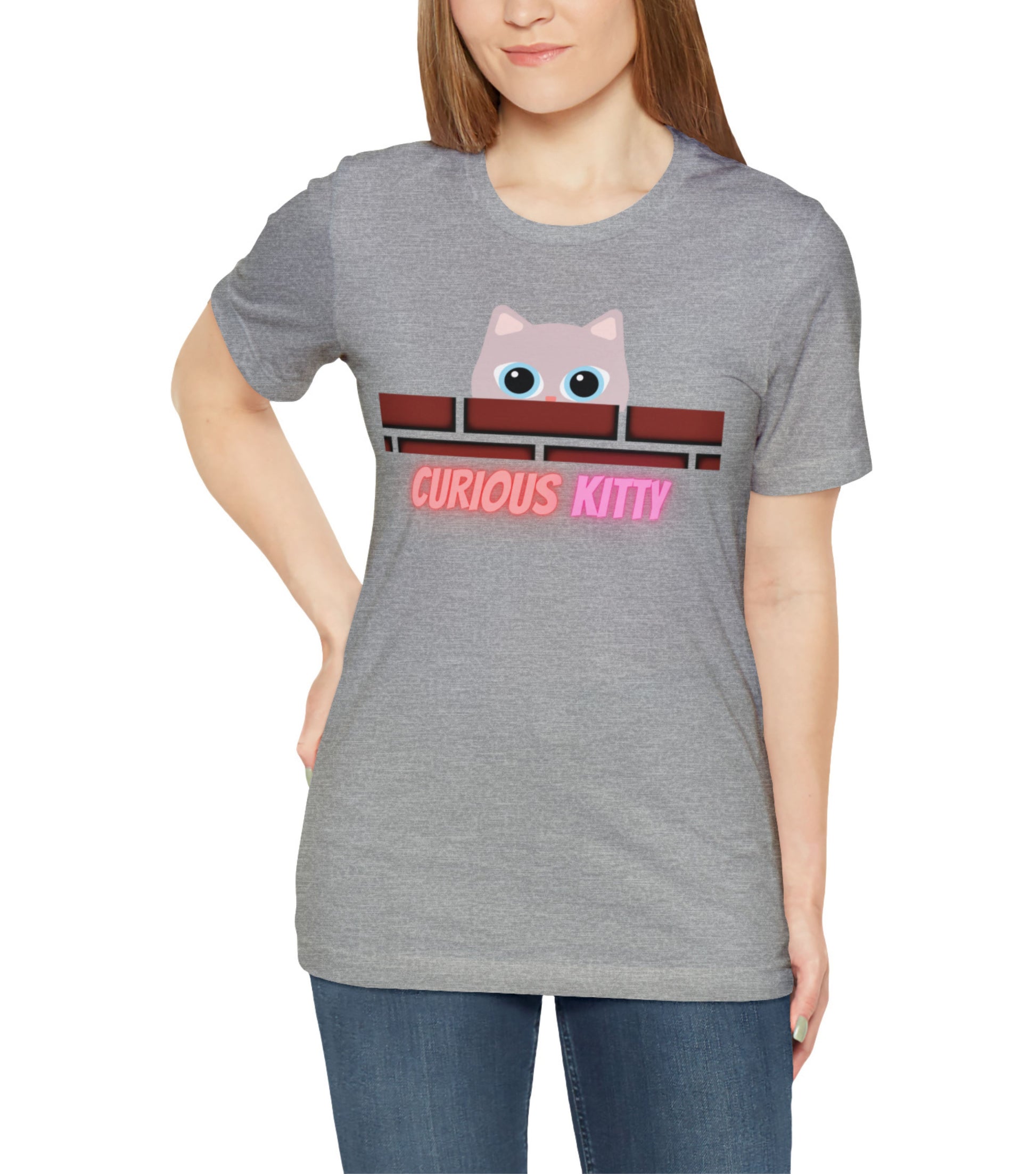 Curious Kitty in gray on model