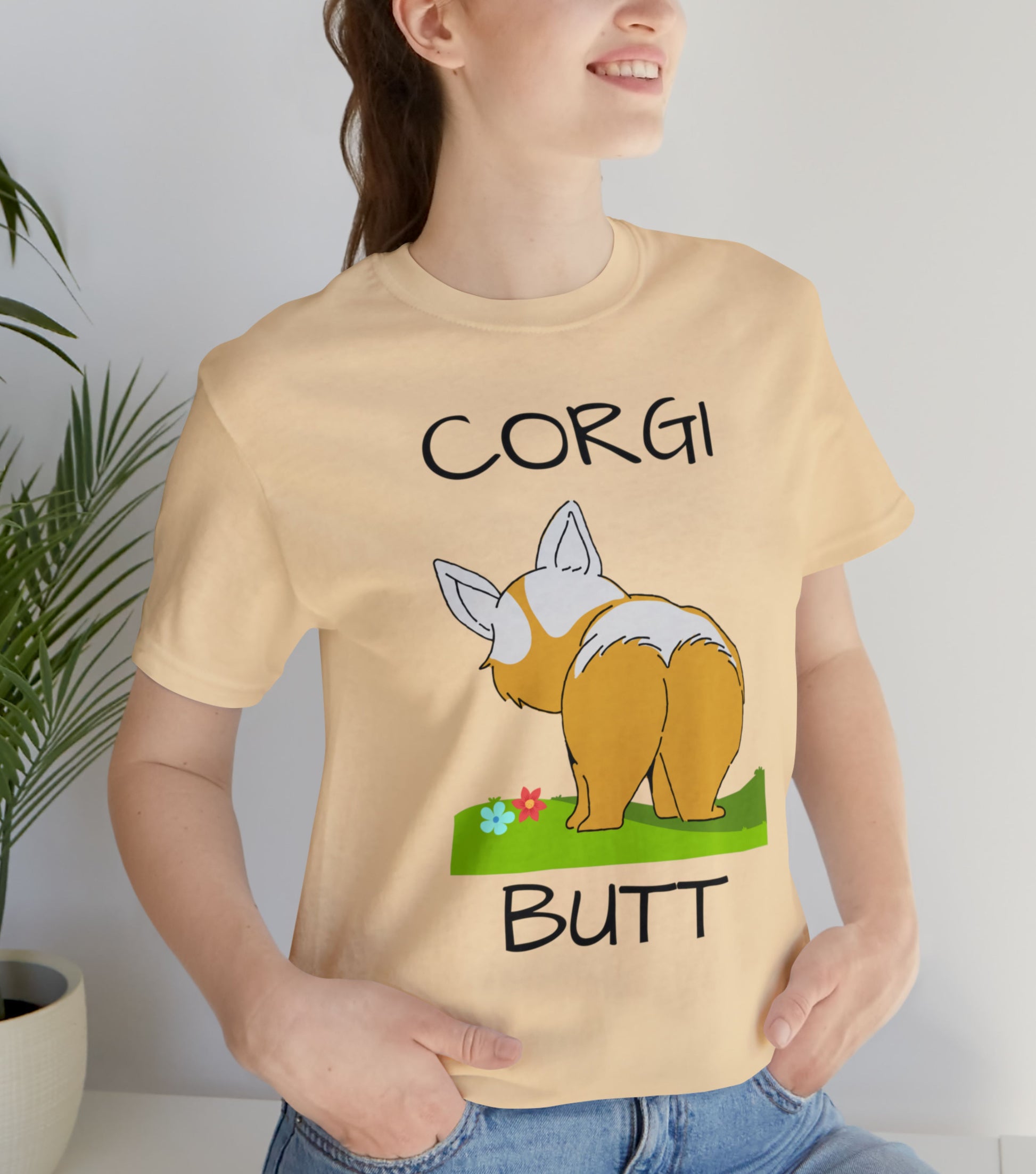 Corgi Butt Tee in peach